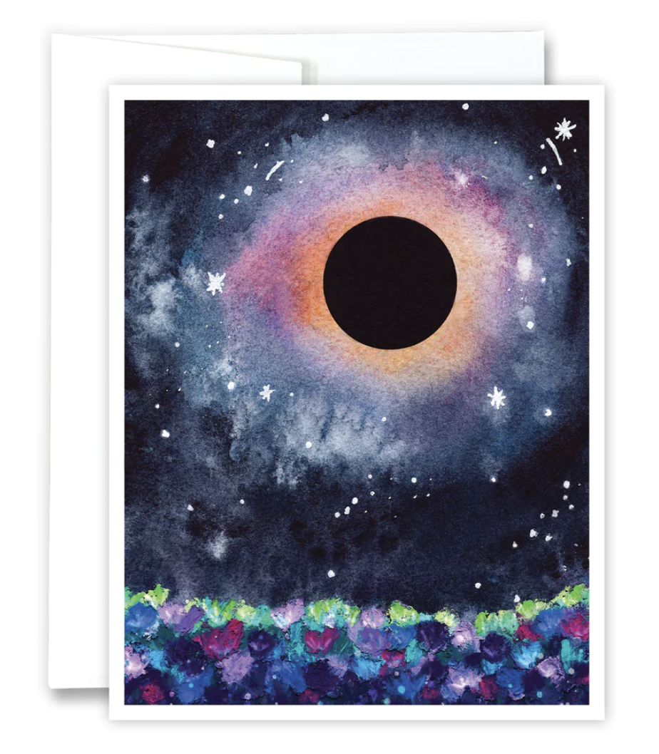 Solar Eclipse Flower Field Greeting Card