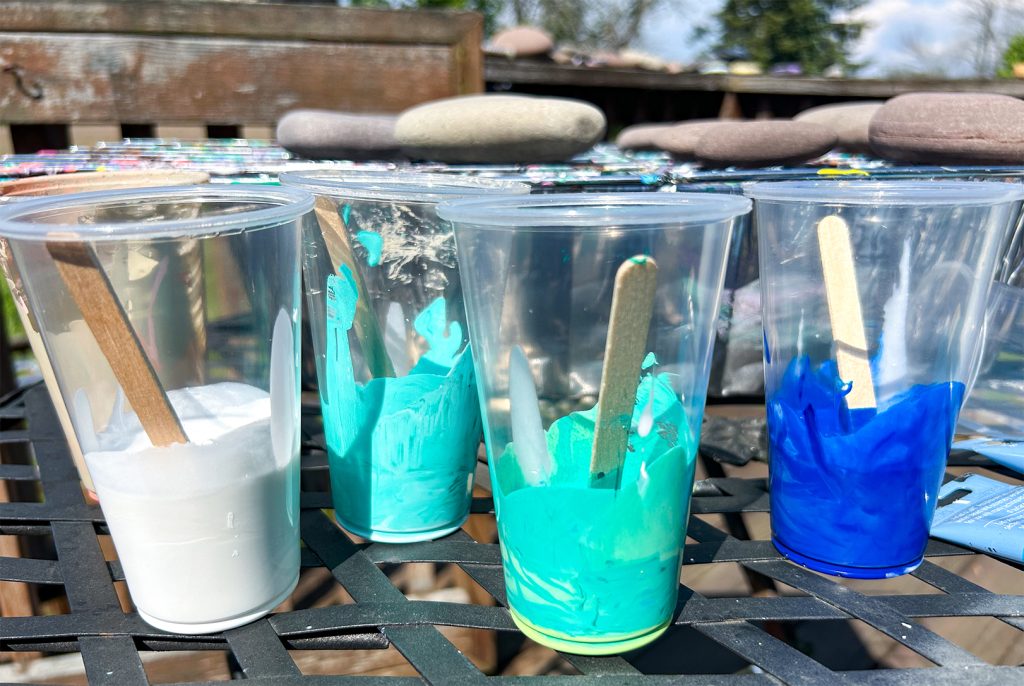 pour painted rocks