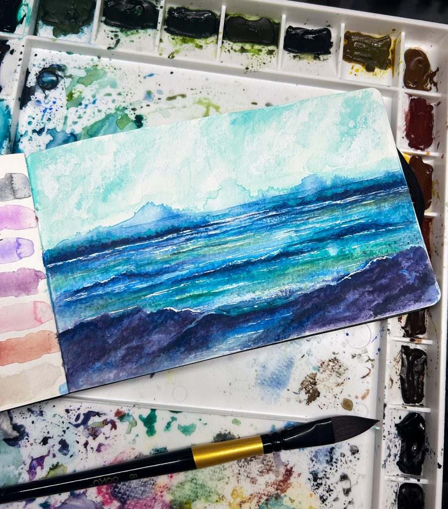 caran d'ache watercolor landscape