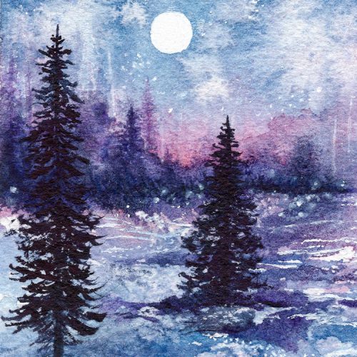 winter landscape on arches paper
