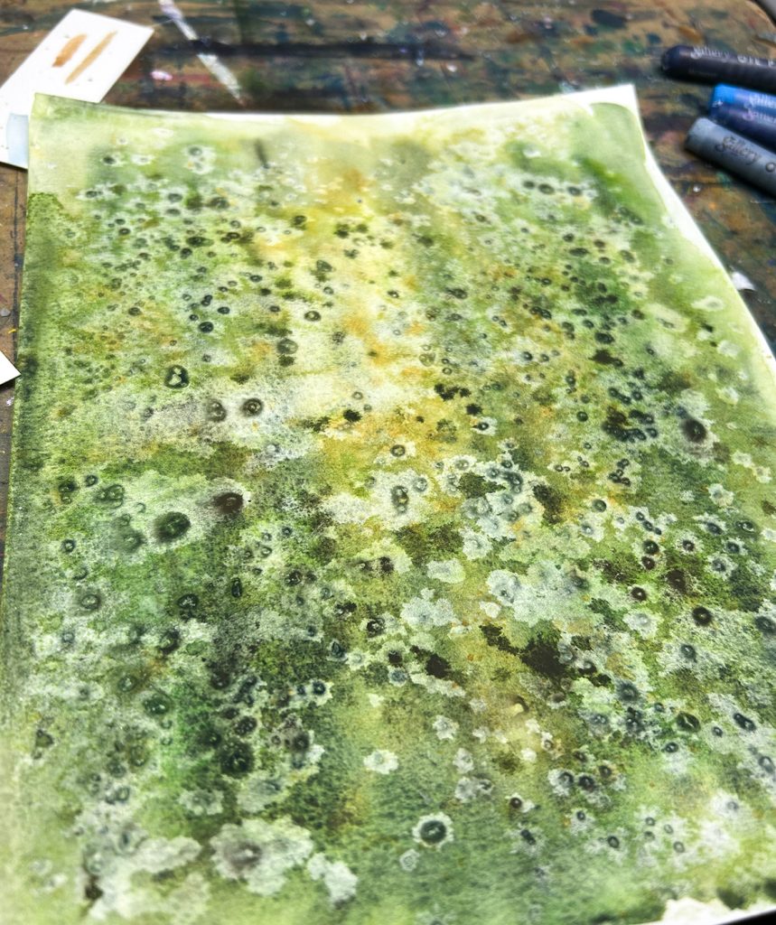 Daisy Oil Pastel Watercolor Painting