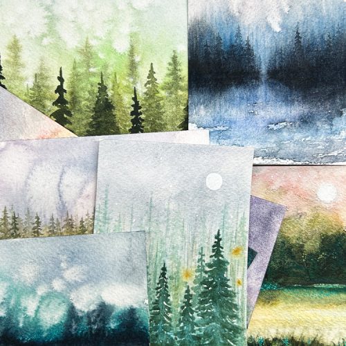 watercolor challenge landscapes