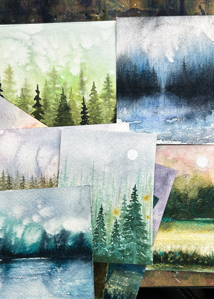 watercolor challenge landscapes