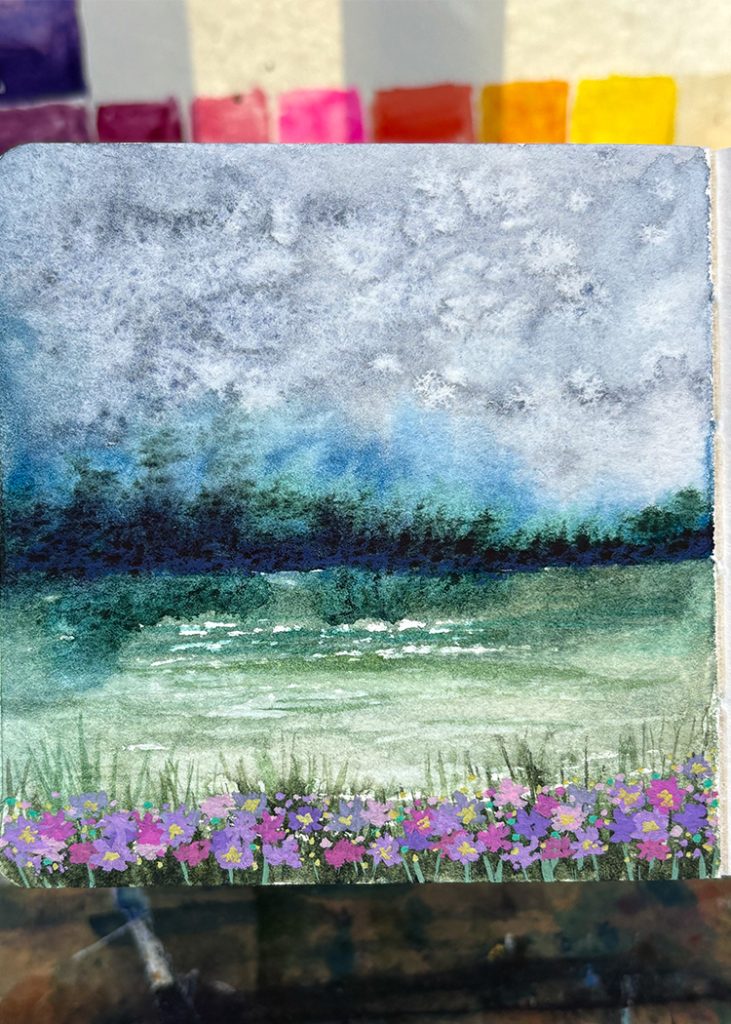 acrylic markers and watercolor