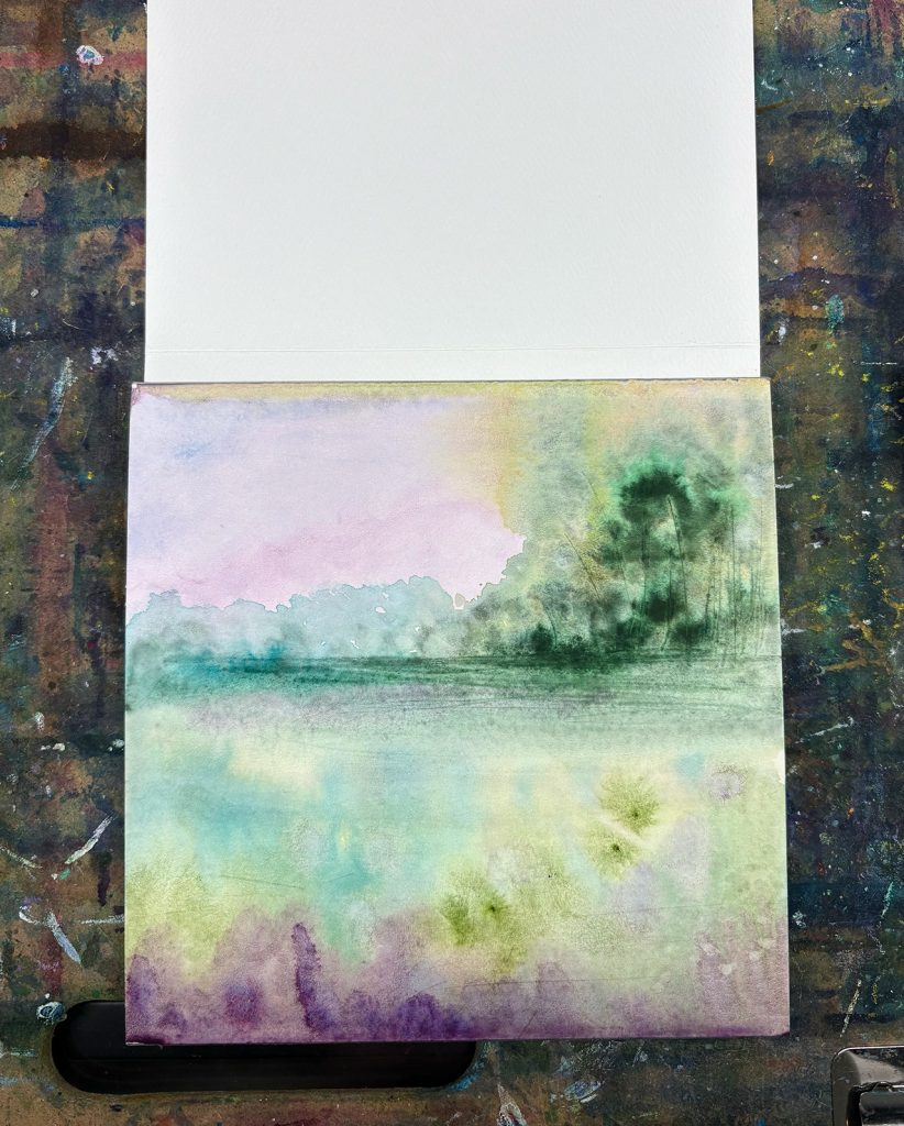watercolor and oil pastel paintings